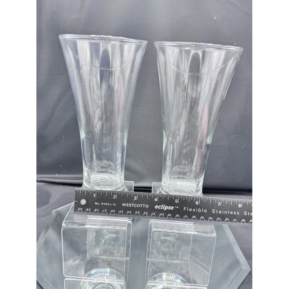 Vintage Libbey Flare Beer Glasses Clear Glass‎ Pilsner Set Of 2